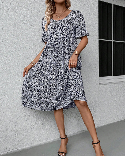Embla™ | Elegant Blomstrete Midikjole