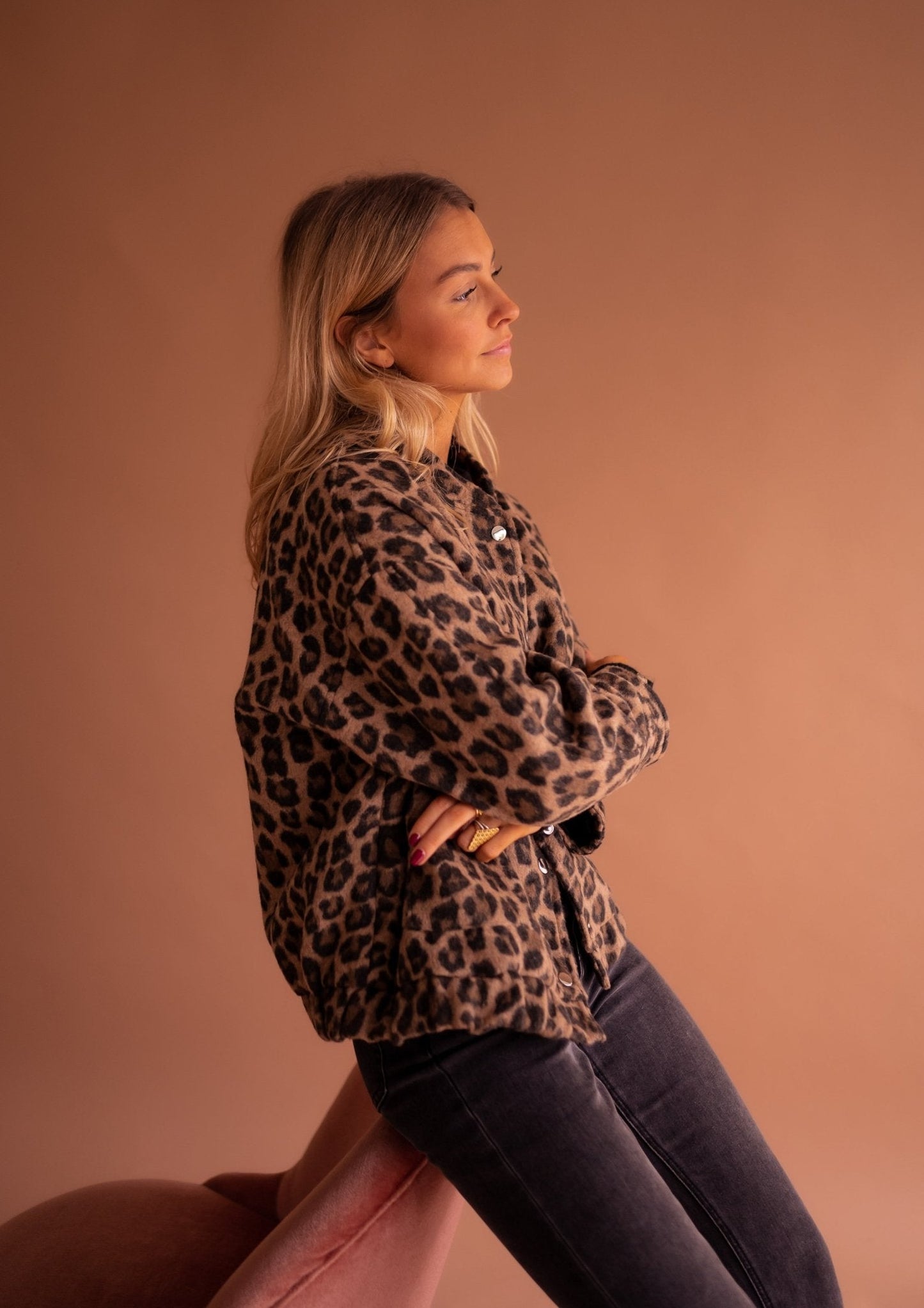 VIENNE NOIRE JAKKE MED LEOPARDMØNSTER